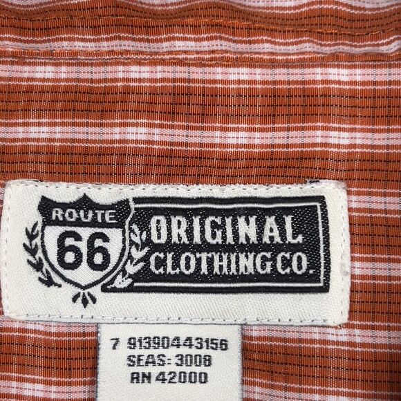 ROUTE 66 Mens Original Clothing Co. Shirt Medium‎ Red Striped Button Down SS - Picture 2 of 11